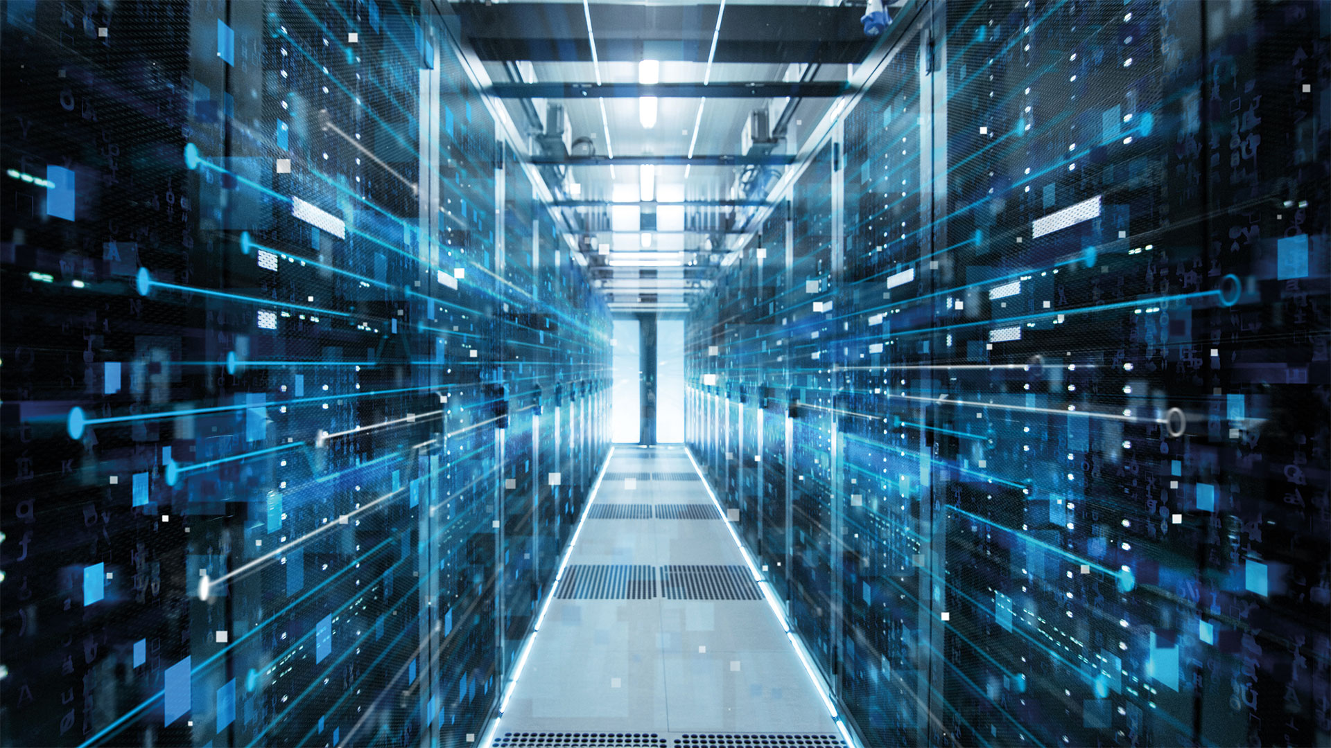 Corridor of a working data center