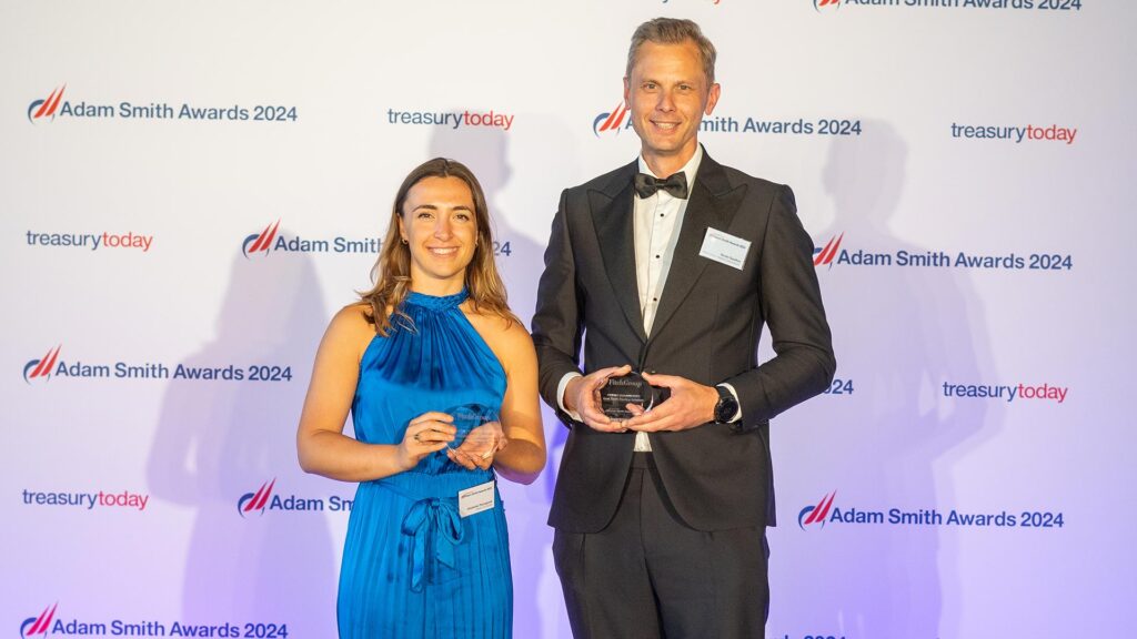 Photo of Charlotte Thorogood, Bank of America and Kevin Gaulton, Fitch Group (Hearst Corporation).